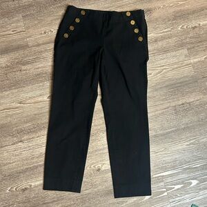 Sloan High Rise Skinny Sailor Pants Black Pants with Gold Button Accents